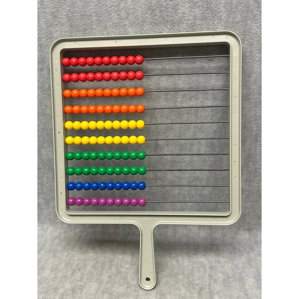 Vintage Ideal‎ Student Abacus Gray Rainbow 100 Beads Math Learning Tool 7303